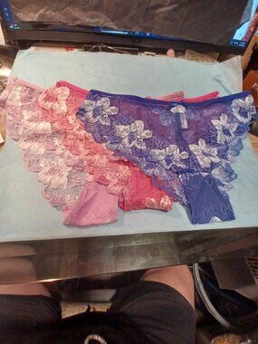 Set of 3 Lacy Panties - Pink, Purple, Mauve